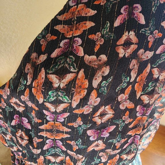 Rebecca Minkoff Butterfly Print Sheer Dress w/Gold Thread - Size 4 - Picture 3 of 4